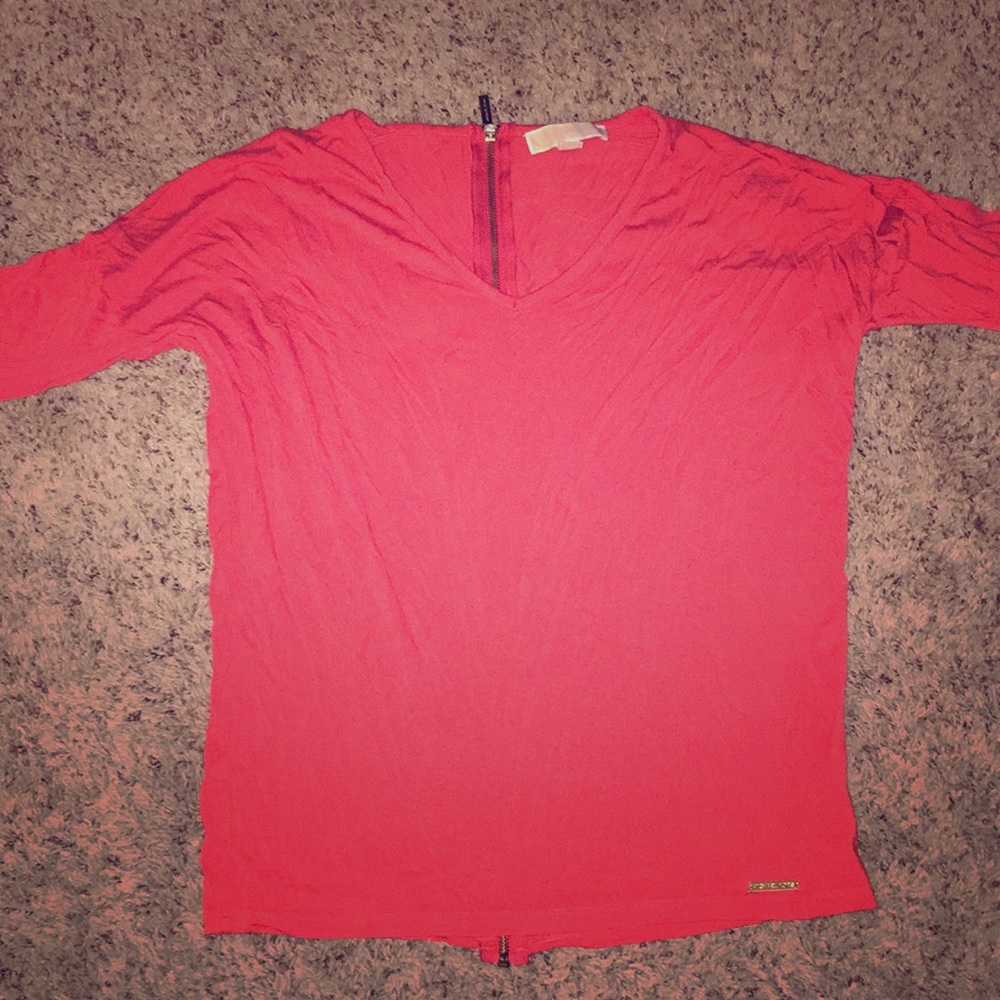 Michael Kors 3/4 length sleeve zipper back top